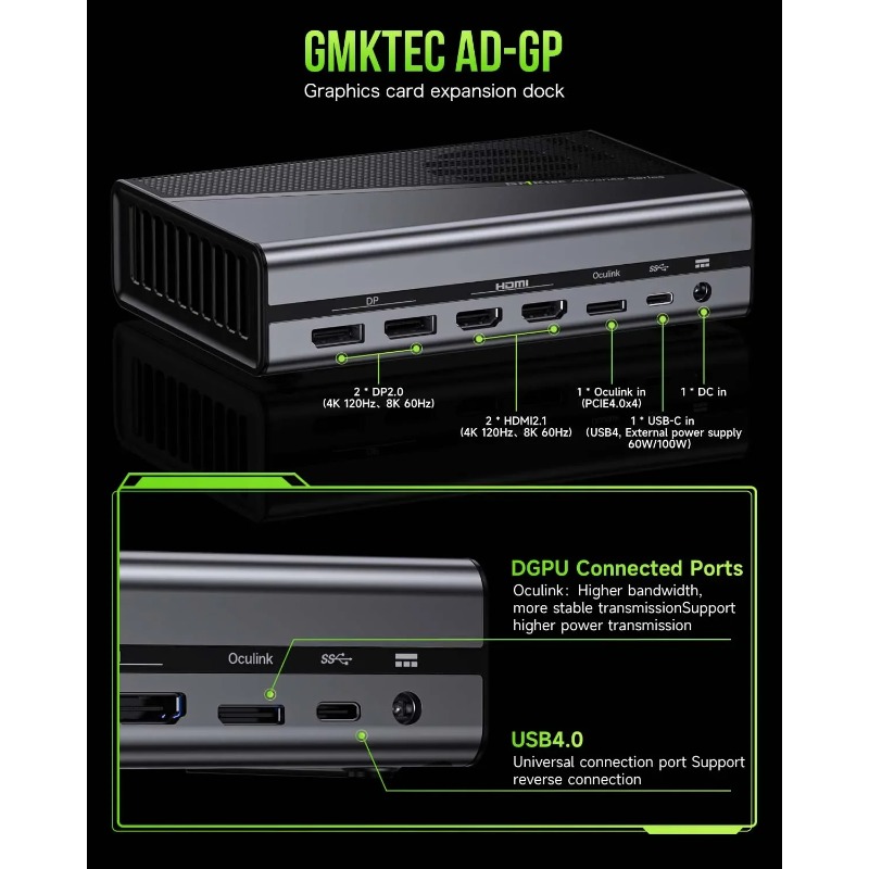 오큘링크 eGPU 도크 G M Ktec AD-GP1 카 - Oculink Gpu Dock Station 리뷰 및 가격